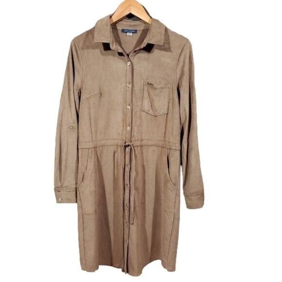 Tommy Hilfiger suede feel button front Shirt dress with tie waist woman's size 6 - Picture 12 of 12